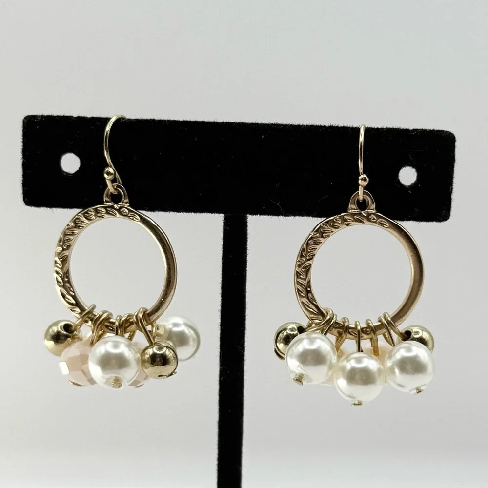 Jules B Gold Tone Pearl Dangle Earrings